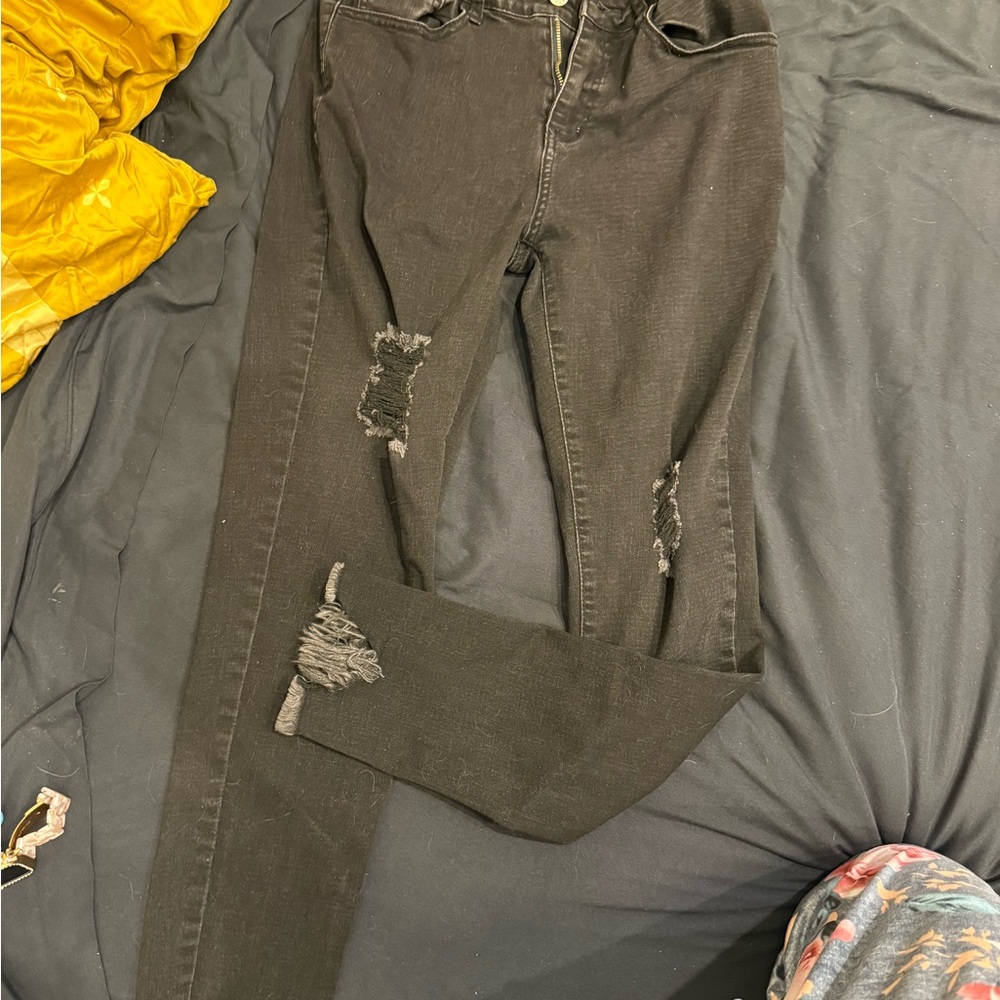 Distressed Black Women's Jeans